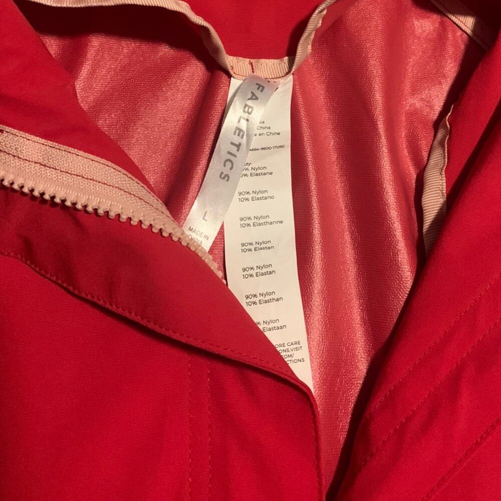 Fabletics Giana Jacket II Red Persimmon Water Resistant Size Large - Picture 8 of 11